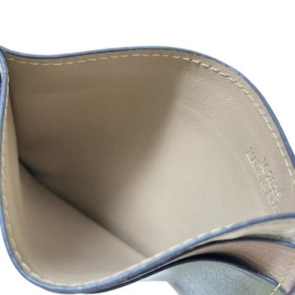 LOEWE Puzzle Plain Cardholder Khaki Brown White Leather Card Case - Picture 3 of 10